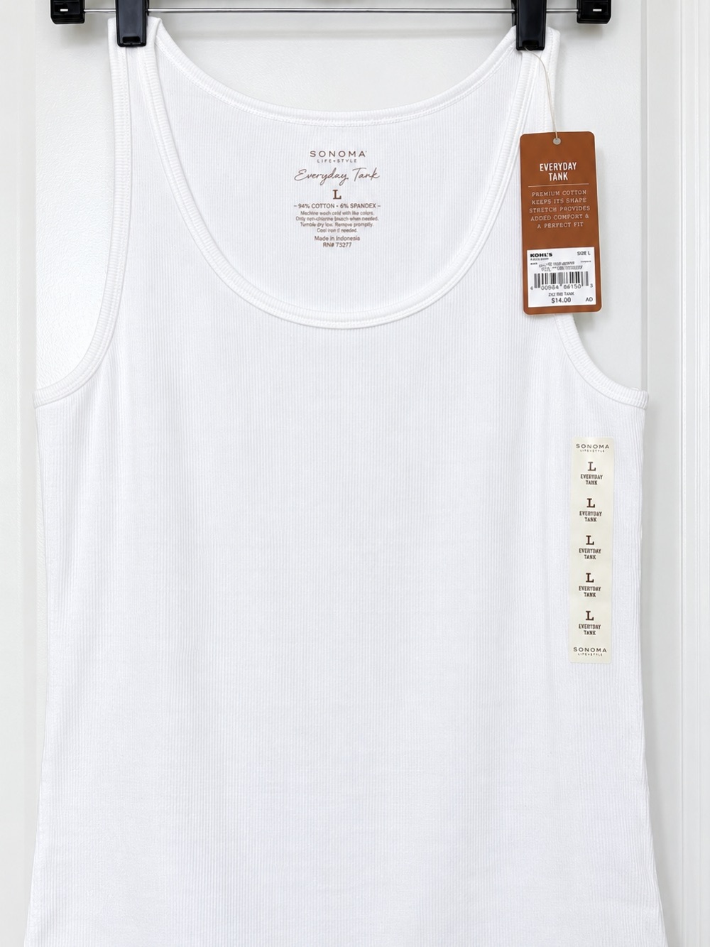 Sonoma Everyday Ribbed Tank Top White Size L NWT